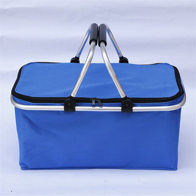 32L Folding Picnic Camping Lunch Bags Insulated Cooler Bag Cool Hamper Storage Basket Bag Box Outdoor Portable Picnic Basket