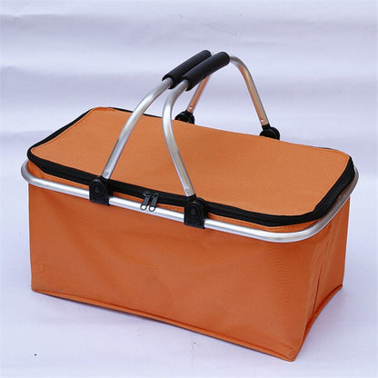 32L Folding Picnic Camping Lunch Bags Insulated Cooler Bag Cool Hamper Storage Basket Bag Box Outdoor Portable Picnic Basket