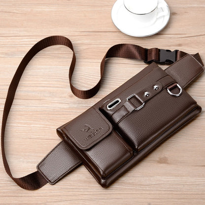 Brand Men&#39;s Waist Bag Leather Male Fanny Pack New Male Shoulder Chest Bags for Phone Travel Man Belt Pouch Murse Banana Bum Bag