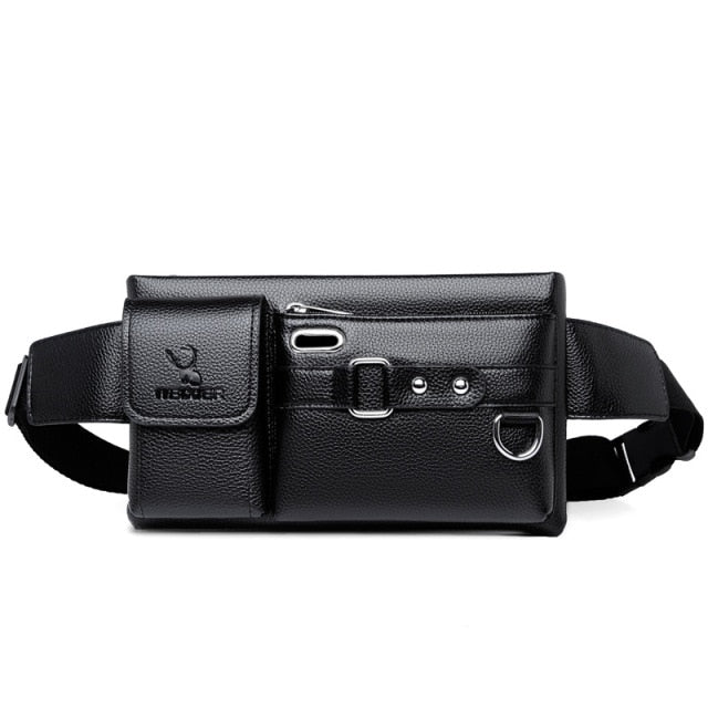 Realaiot Brand Men's Waist Bag Leather Male Fanny Pack New Male Shoulder Chest Bags for Phone Travel Man Belt Pouch Murse Banana Bum Bag