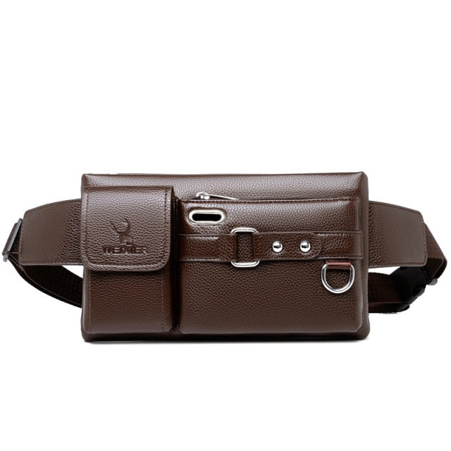 Realaiot Brand Men's Waist Bag Leather Male Fanny Pack New Male Shoulder Chest Bags for Phone Travel Man Belt Pouch Murse Banana Bum Bag