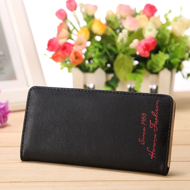 Realaiot Women's Wallet Minimalist Thin Pu Leather Letter Fashion Wallet Female Multi-card Clutch Practical Coin Purse Card Bag Money