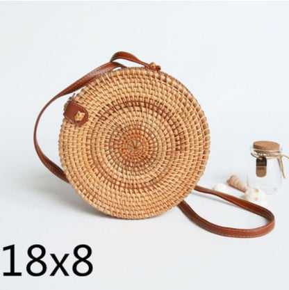 20x8cm Circle Handwoven Women Messenger Bags Round Retro Rattan Straw Beach Crossbody Bag good quality Bolsa Masculina