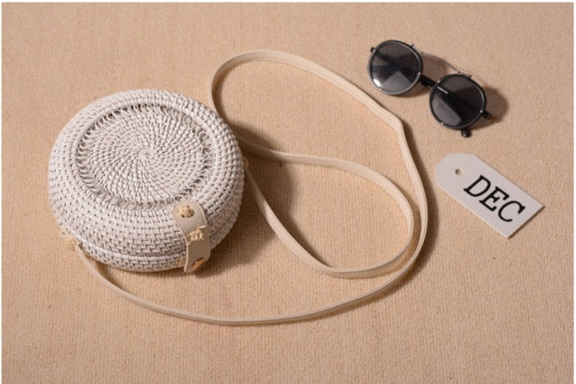 20x8cm Circle Handwoven Women Messenger Bags Round Retro Rattan Straw Beach Crossbody Bag good quality Bolsa Masculina