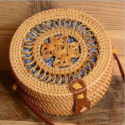 20x8cm Circle Handwoven Women Messenger Bags Round Retro Rattan Straw Beach Crossbody Bag good quality Bolsa Masculina