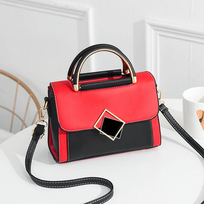 Realaiot Best selling women's Shoulder bag fashion color contrast small square bag high quality Pu One Shoulder Bag for women