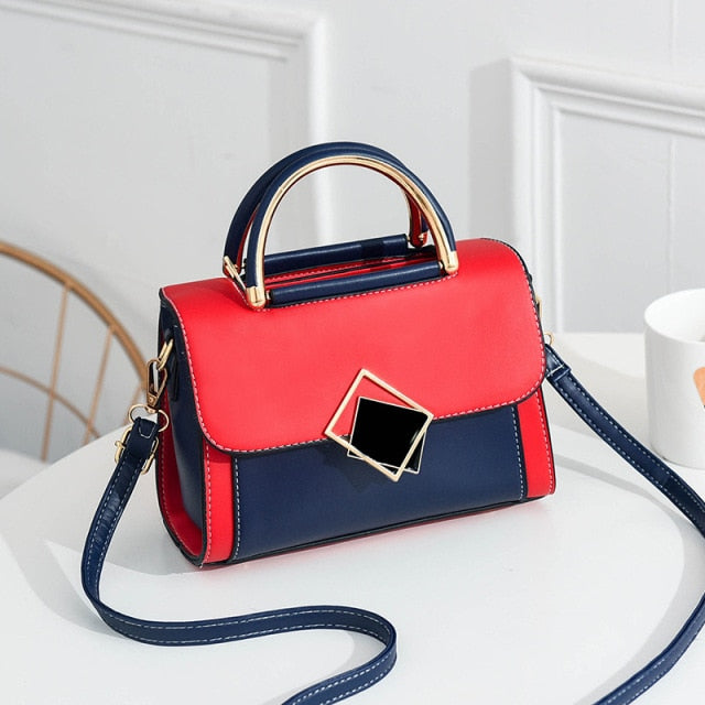 Realaiot Best selling women's Shoulder bag fashion color contrast small square bag high quality Pu One Shoulder Bag for women