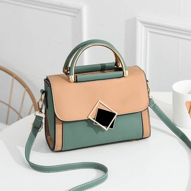 Realaiot Best selling women's Shoulder bag fashion color contrast small square bag high quality Pu One Shoulder Bag for women