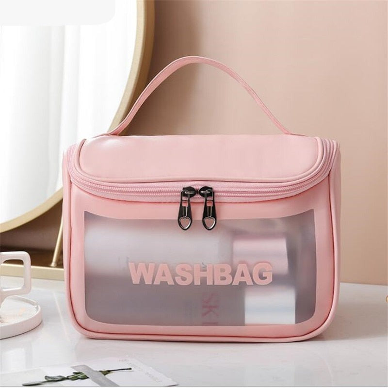 Realaiot Women Zipper Wash Make Up Bag Travel Large Capacity Cosmetic Bags Pvc Waterproof Portable Organizer Storage Toiletry Beauty Case