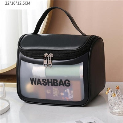 Realaiot Women Zipper Wash Make Up Bag Travel Large Capacity Cosmetic Bags Pvc Waterproof Portable Organizer Storage Toiletry Beauty Case