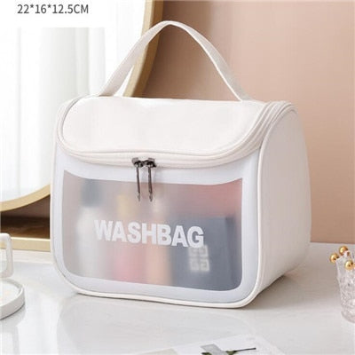 Realaiot Women Zipper Wash Make Up Bag Travel Large Capacity Cosmetic Bags Pvc Waterproof Portable Organizer Storage Toiletry Beauty Case