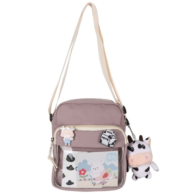 Cyflymder Shopping Bags Women Sweet Kawaii Printed Canvas Leisure Daily Shop Bag Crossbody Purse New