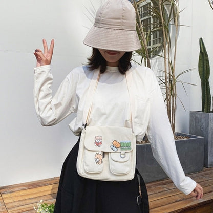 Cyflymder Shopping Bags Women Sweet Kawaii Printed Canvas Leisure Daily Shop Bag Crossbody Purse New