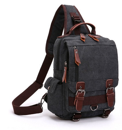 Cyflymder New Canvas Bag Men Bag Retro Shoulder Solid Color Zipper Single Root, Double Root Vertical Section Square Menus Diagonal Package