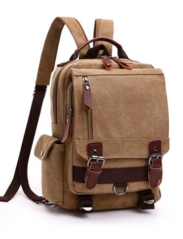 Cyflymder New Canvas Bag Men Bag Retro Shoulder Solid Color Zipper Single Root, Double Root Vertical Section Square Menus Diagonal Package