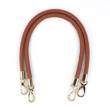 2pcs PU Leather Braided Rope Handles for Handbag Shoulder Bag Strap Handmade Bag DIY Accessories Alloy Metal Hook Buckle KZ0346