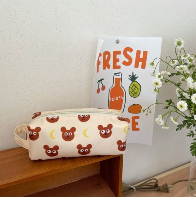 Realaiot Cow Print Pencil Case Bag Storage Pouch Simple Stationery Bag Holder for Middle High School Office College Student