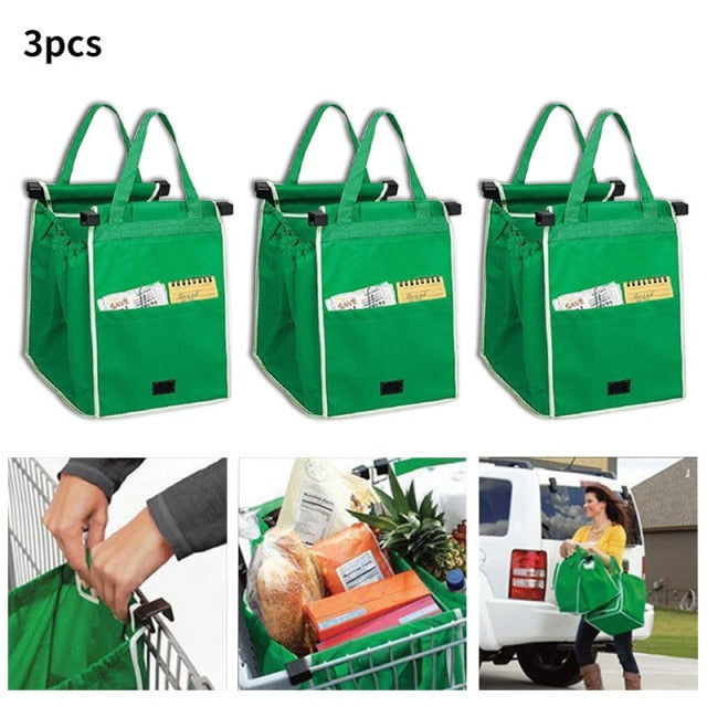 Realaiot Supermarket Shopping Bag Eco Friendly Trolley Tote Thicken Cart Bags Large Capacity Handbags Foldable Reusable Women Cart Bag