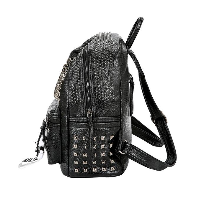 Cyflymder New Fashion Women Backpacks Washed Leather Backpacks Lady Girls Travel Women Bags Rivet Backpacks Student School Bag Hot