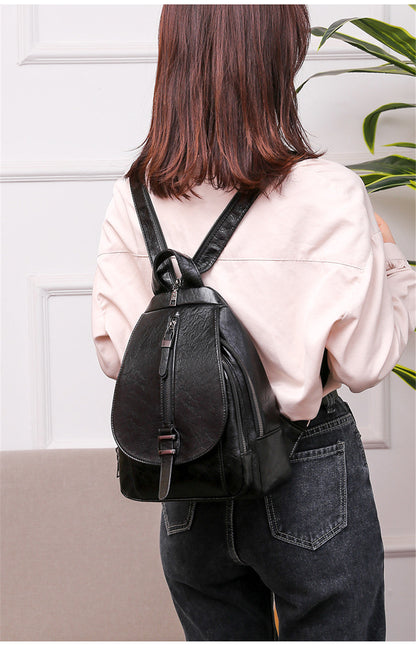 Cyflymder New Women Backpack High Quality Oil Wax Leather Backpack Chest Bag Fashion Travel Backpack Daily Bag Backbag Mochila Sac