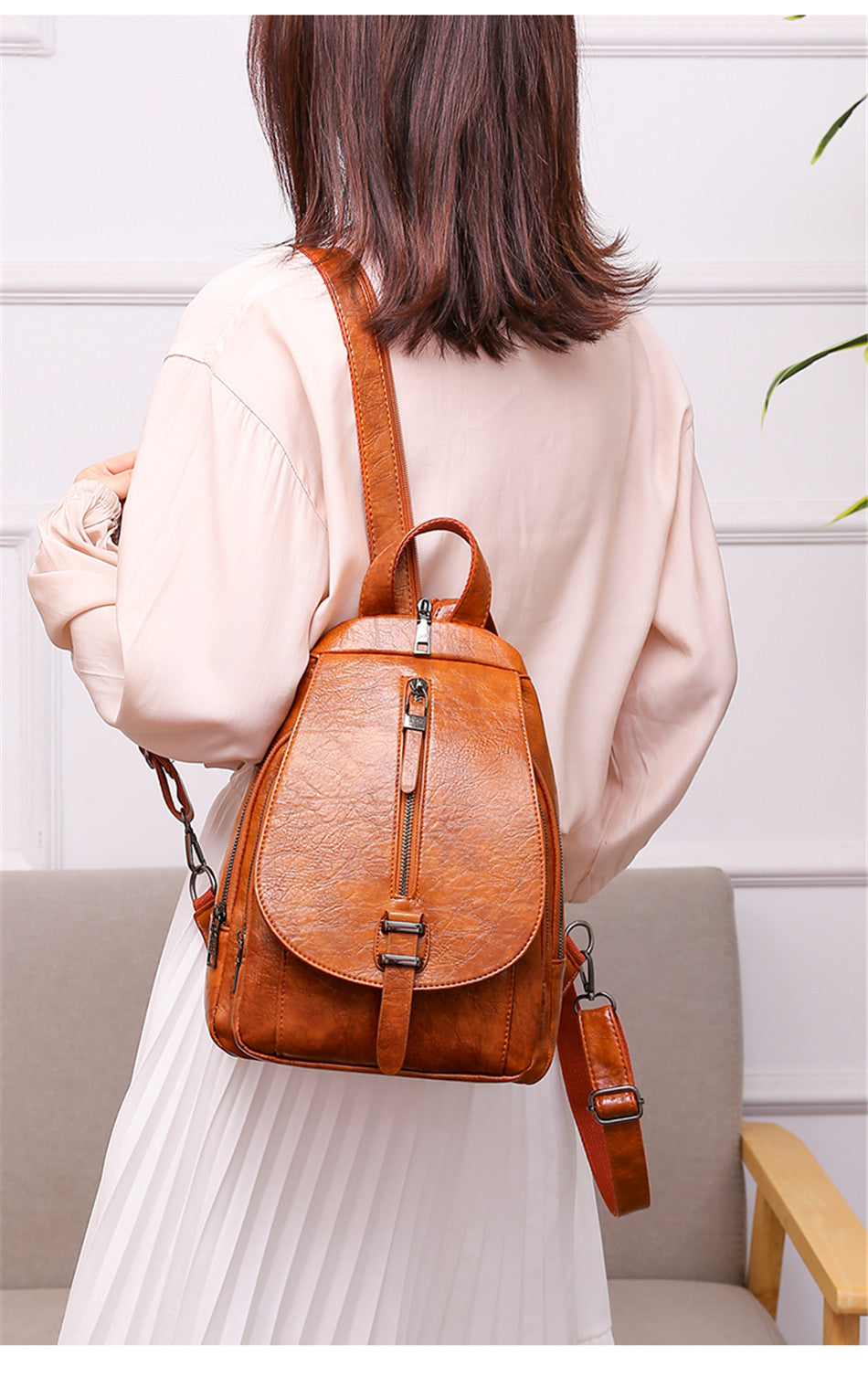 Cyflymder New Women Backpack High Quality Oil Wax Leather Backpack Chest Bag Fashion Travel Backpack Daily Bag Backbag Mochila Sac