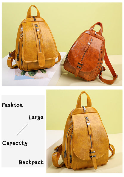 Cyflymder New Women Backpack High Quality Oil Wax Leather Backpack Chest Bag Fashion Travel Backpack Daily Bag Backbag Mochila Sac