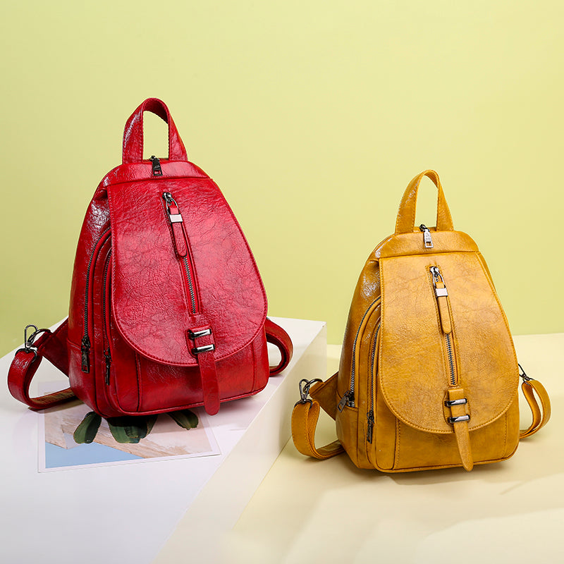 Cyflymder New Women Backpack High Quality Oil Wax Leather Backpack Chest Bag Fashion Travel Backpack Daily Bag Backbag Mochila Sac