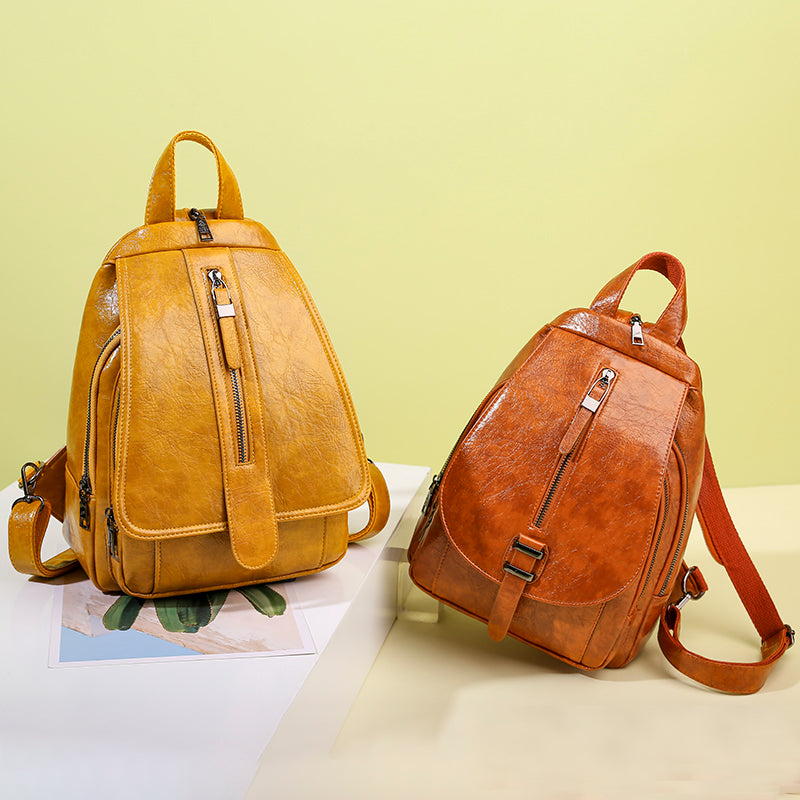 Cyflymder New Women Backpack High Quality Oil Wax Leather Backpack Chest Bag Fashion Travel Backpack Daily Bag Backbag Mochila Sac