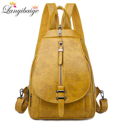 Cyflymder New Women Backpack High Quality Oil Wax Leather Backpack Chest Bag Fashion Travel Backpack Daily Bag Backbag Mochila Sac