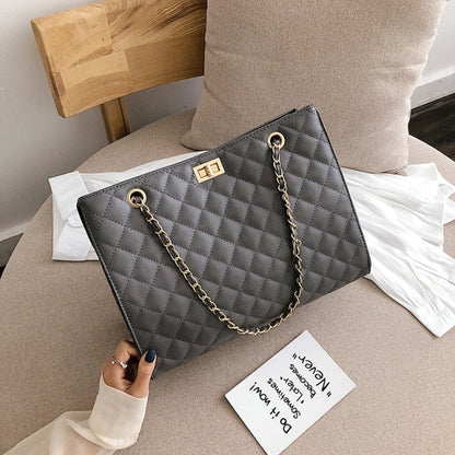 Big Tote Bags for Women Chain Crossbody Bag Diamond Lattice Shoulder Bag Female Large Leather Plaid Shopper Handbags