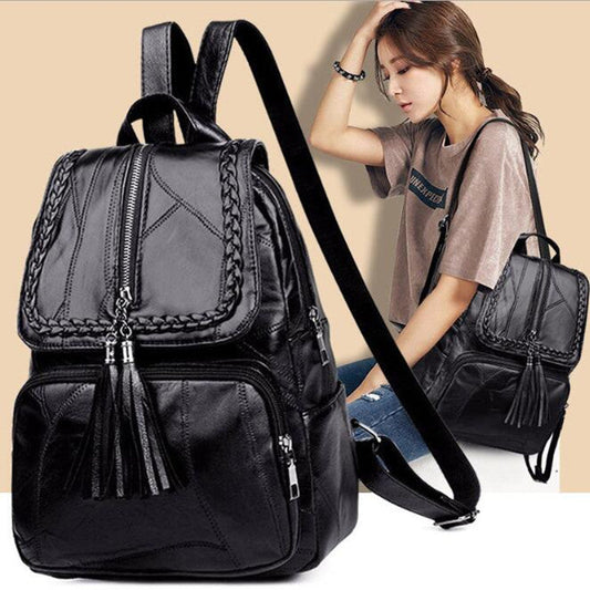 Realaiot Fashion Black Woman Backpack High Quality Youth PU Leather Backpacks for Teenage Girls Female School Bag Hot Sale Backpacks