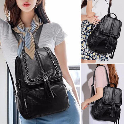 Realaiot Fashion Black Woman Backpack High Quality Youth PU Leather Backpacks for Teenage Girls Female School Bag Hot Sale Backpacks