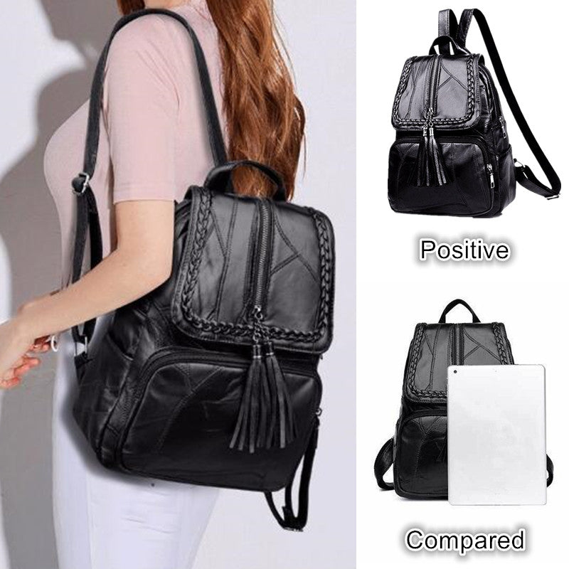 Realaiot Fashion Black Woman Backpack High Quality Youth PU Leather Backpacks for Teenage Girls Female School Bag Hot Sale Backpacks