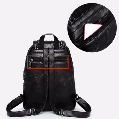 Realaiot Fashion Black Woman Backpack High Quality Youth PU Leather Backpacks for Teenage Girls Female School Bag Hot Sale Backpacks