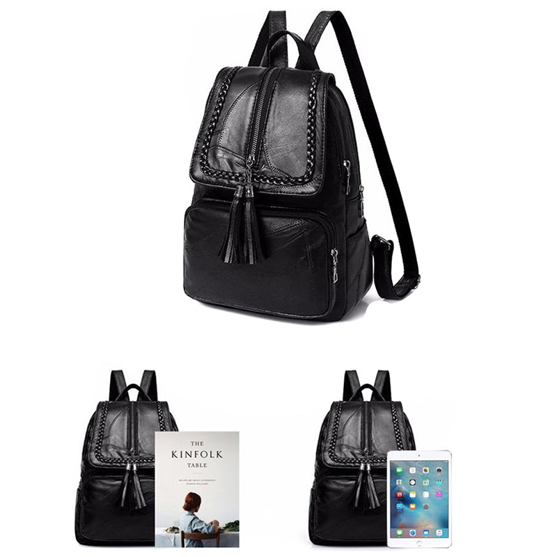 Realaiot Fashion Black Woman Backpack High Quality Youth PU Leather Backpacks for Teenage Girls Female School Bag Hot Sale Backpacks