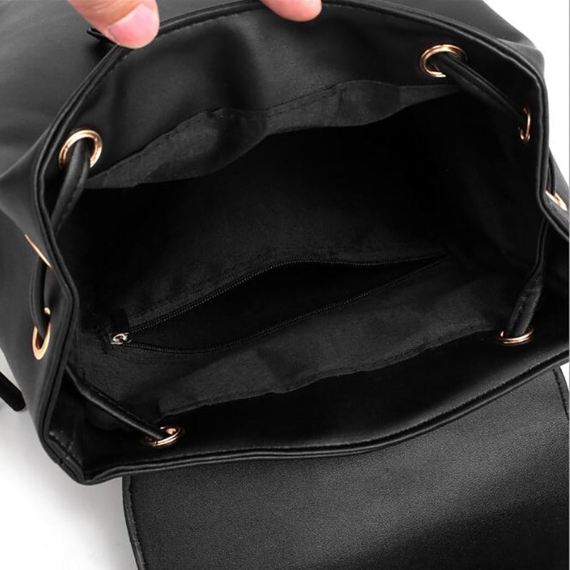 Realaiot Fashion Black Woman Backpack High Quality Youth PU Leather Backpacks for Teenage Girls Female School Bag Hot Sale Backpacks