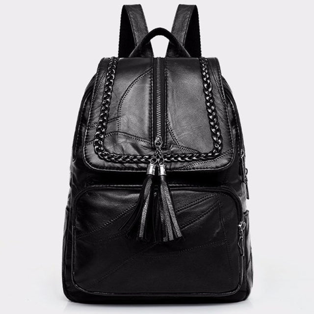 Realaiot Fashion Black Woman Backpack High Quality Youth PU Leather Backpacks for Teenage Girls Female School Bag Hot Sale Backpacks