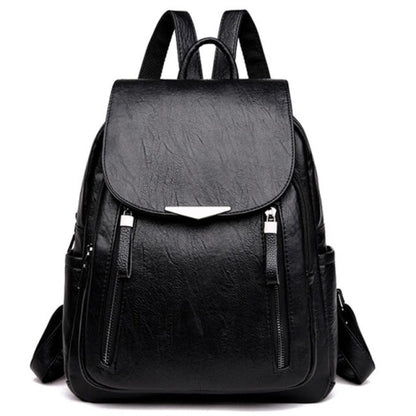 Realaiot Fashion Black Woman Backpack High Quality Youth PU Leather Backpacks for Teenage Girls Female School Bag Hot Sale Backpacks