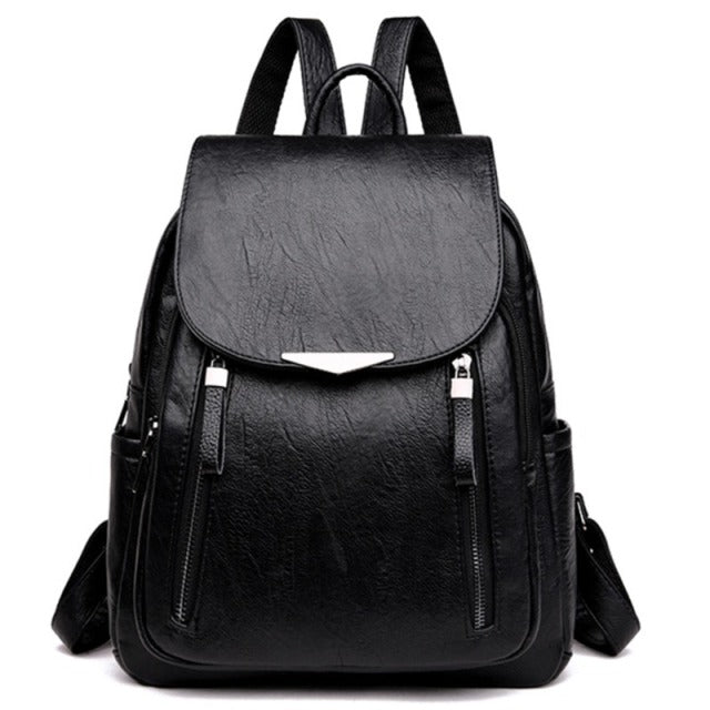 Realaiot Fashion Black Woman Backpack High Quality Youth PU Leather Backpacks for Teenage Girls Female School Bag Hot Sale Backpacks