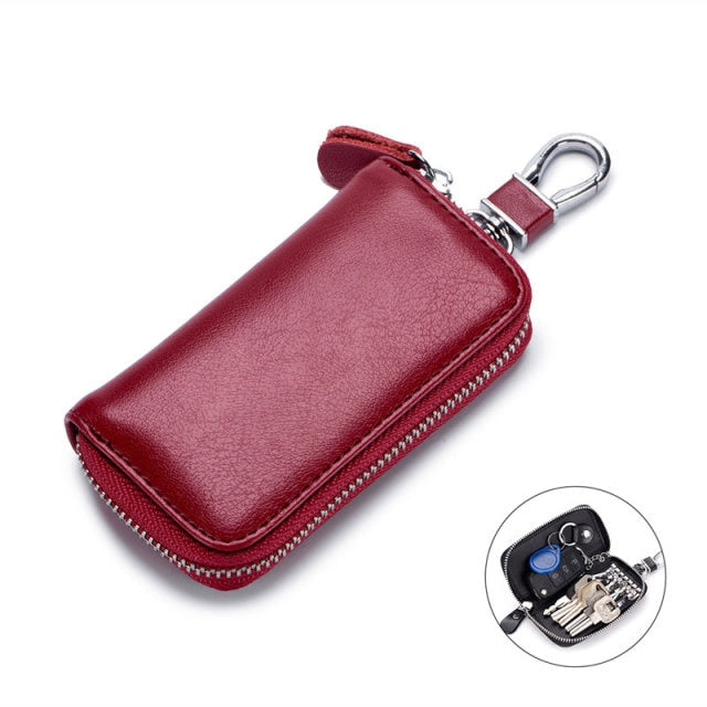 Realaiot Genuine Leather Unisex Key Wallet Multifunction Keys Organizer Fashion Men Car Key Holders Ladies Smart Housekeeper