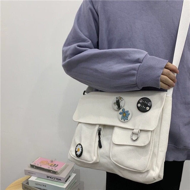 Realaiot Korean Planet Print Women Shoulder Bag New Canvas Bag For Women Multiple Pockets Messenger Bags Girls Crossbody Bags Bolso