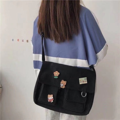 Realaiot Korean Planet Print Women Shoulder Bag New Canvas Bag For Women Multiple Pockets Messenger Bags Girls Crossbody Bags Bolso