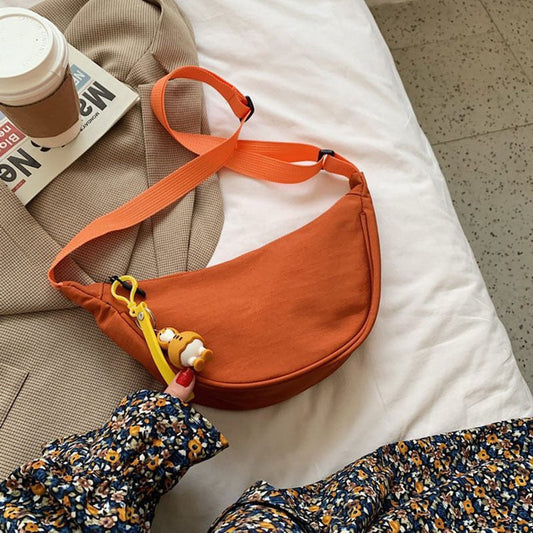 Cyflymder Orange Canvas Crossbody Bag For Women New Fashion Portable Casual Hobos Chest Bag Middle Students Shoulder Cross Body Bag