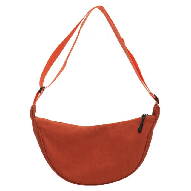 Cyflymder Orange Canvas Crossbody Bag For Women New Fashion Portable Casual Hobos Chest Bag Middle Students Shoulder Cross Body Bag