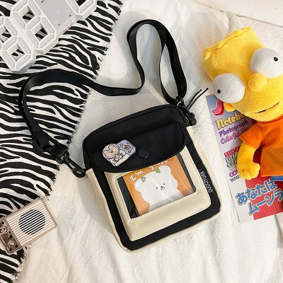 Cute Japanese Canvas Bag Female New Harajuku Student Messenger Bag Korean Cartoon Women Shoulder Small Square Bag