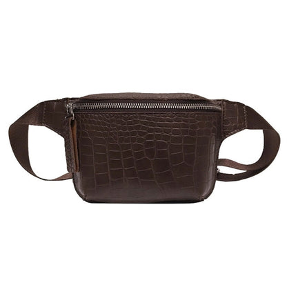 Casual Waist Bag for Women Alligator Leather Fanny Pack Phone Pouch Chest Packs Ladies Wide Strap Belt Bag Female Crossbody Bag