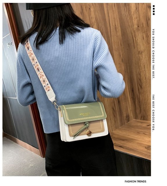 Realaiot Contrast color Leather Crossbody Bags For Women Travel Handbag Fashion Simple Shoulder Messenger Bag Ladies Cross Body Bag