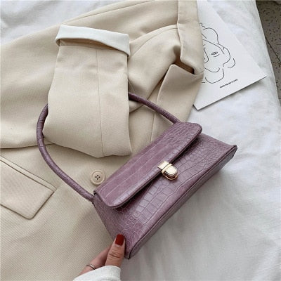 Realaiot Solid Color PU Leather Handbags For Women Shoulder Bag Female Small Elegant Totes Lady Handbag Luxury Hand Bag