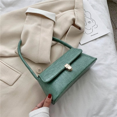 Realaiot Solid Color PU Leather Handbags For Women Shoulder Bag Female Small Elegant Totes Lady Handbag Luxury Hand Bag