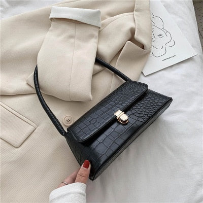 Realaiot Solid Color PU Leather Handbags For Women Shoulder Bag Female Small Elegant Totes Lady Handbag Luxury Hand Bag